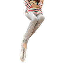 Women Slim Modal Cozy Cotton Knitted Leggings Hollow Out Lace Pants Mid Waist Trousers