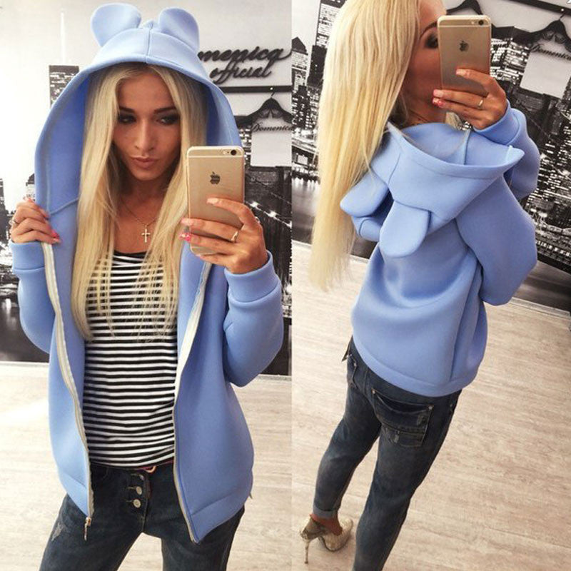 Cute Coats Jackets Women Zipper Hooded Coat For Ladies Women Plus Size Clothing Chaquetas Novelty Jackets