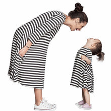 Family Matching OutfitsMother Black And White Striped Dress Casual Family Clothes Women Dress