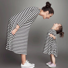 Family Matching OutfitsMother Black And White Striped Dress Casual Family Clothes Women Dress