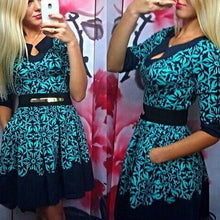 high-street-women-dresses-geometric-print-o-neck-half-sleeve-lady-elegant-party-mini-dress-vestidos BBL