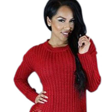 test Women Ripped Out Sweater and Pullover Asymmetrical Oversized Tricot Knitwear Sexy Dress American Style X0080