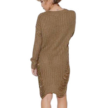 test Women Ripped Out Sweater and Pullover Asymmetrical Oversized Tricot Knitwear Sexy Dress American Style X0080