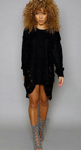 test Women Ripped Out Sweater and Pullover Asymmetrical Oversized Tricot Knitwear Sexy Dress American Style X0080