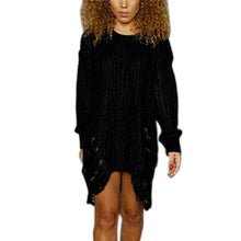 test Women Ripped Out Sweater and Pullover Asymmetrical Oversized Tricot Knitwear Sexy Dress American Style X0080