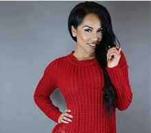 test Women Ripped Out Sweater and Pullover Asymmetrical Oversized Tricot Knitwear Sexy Dress American Style X0080