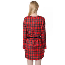 women-mini-vintage-dress-plaid-check-tartan-print-zipper-o-neck-long-sleeve-style-office-dress-vestidos BBL