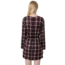 women-mini-vintage-dress-plaid-check-tartan-print-zipper-o-neck-long-sleeve-style-office-dress-vestidos BBL