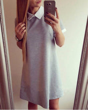 Women Mini Dresss Short Sleeve Vestido Turn-down Collar Casual Dress Vestidos Femininos GV138