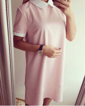 Women Mini Dresss Short Sleeve Vestido Turn-down Collar Casual Dress Vestidos Femininos GV138