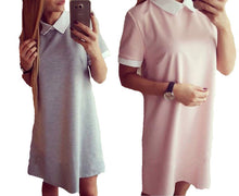 Women Mini Dresss Short Sleeve Vestido Turn-down Collar Casual Dress Vestidos Femininos GV138