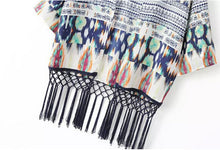 Vintage Print Tassel Kimono Cardigan Blusa Feminina Women Fringed Kimono Shirts Jackets Sunscreen