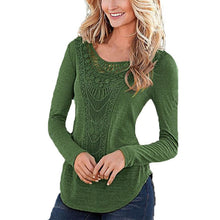 Women Shirts O-Neck Full Sleeve Leisure Crochet Blouse Casual Solid Slim Hollow Out Tops Plus Size M0087