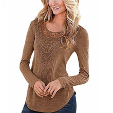 Women Shirts O-Neck Full Sleeve Leisure Crochet Blouse Casual Solid Slim Hollow Out Tops Plus Size M0087