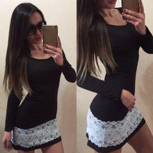Stretch Pencil Bodycon Dress Women Lace Patchwork Dress Slim Long Sleeve Bottoming Dresses Vestidos M0561