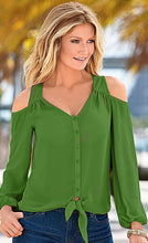 Casual Women Shirt Blouses Off Shoulder Long Sleeve Button Blouse Tops Chiffon Solid Blusas Feminina Plus Size M0424