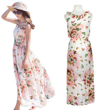 Dress Sexy Print O-neck Sleeveless Women Boho Long Maxi Dress Evening Party Beach Dresses Chiffon Dress Vestidos