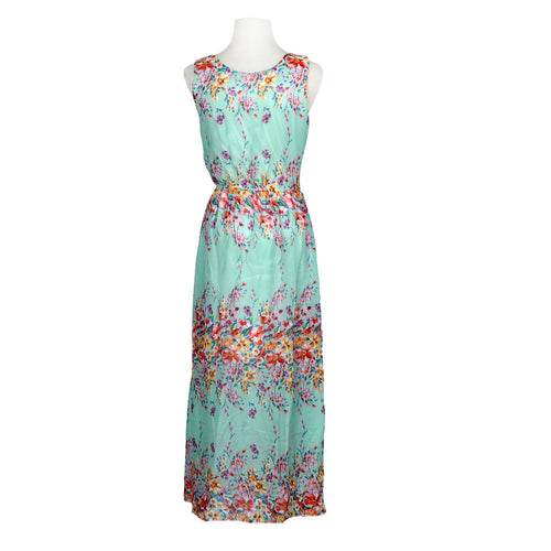 Dress Sexy Print O-neck Sleeveless Women Boho Long Maxi Dress Evening Party Beach Dresses Chiffon Dress Vestidos
