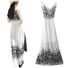 Dress Sexy Print O-neck Sleeveless Women Boho Long Maxi Dress Evening Party Beach Dresses Chiffon Dress Vestidos