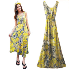 Dress Sexy Print O-neck Sleeveless Women Boho Long Maxi Dress Evening Party Beach Dresses Chiffon Dress Vestidos
