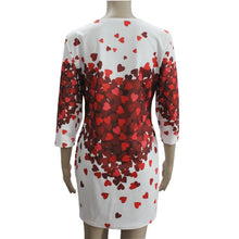 Fashion Dress Women Casual Heart Lovely Printing Dresses elegant Short Sleeve Round Neck Vestidos De Festa Dress