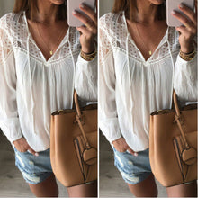 Ladies Lace Top Shirts Women Chiffon Loose Blouse White Casual Shirt Women Clothes Blusas Feminino M0429