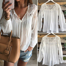 Ladies Lace Top Shirts Women Chiffon Loose Blouse White Casual Shirt Women Clothes Blusas Feminino M0429