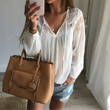 Ladies Lace Top Shirts Women Chiffon Loose Blouse White Casual Shirt Women Clothes Blusas Feminino M0429