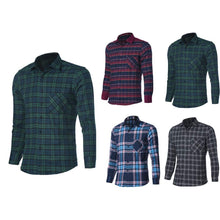 Men'S Plaid Shirts Luxury Slim Long Sleeve Formal Business Fashion Dress Warm Shirts Homme Tee Shirts