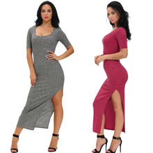 sexy-women-ribbed-long-dress-scoop-neck-high-thigh-split-short-sleeve-bodycon-maxi-dress-club-wear-grey-vestiti BBL