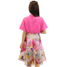 skirts-women-t-shirt-two-piece-set-stand-collar-hollow-out-chiffon-tops-mesh-floral-print-zipper-skirt-rose BBL