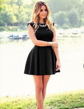 Slim Dress Women Casual Ruffle O Neck Sleeveless Solid Sexy A-line Mini Dresses Elegant Party Dress M0376
