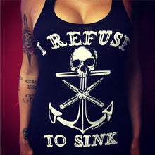 Style Tank Top Women Skull Anchor Print Tank Top Sexy Sleeveless Letter Tops Women Low Cut Camisole