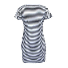 women-dress-striped-short-sleeve-mini-party-dress-white-o-neck-casual-loose-dress-beachwear-vestidos BBL