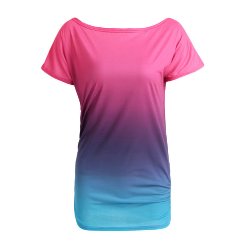 women-ruffled-o-neck-short-sleeve-t-shirt-rainbow-gradual-change-tops-casual-vestido-blusas-femininas-baratas BBL