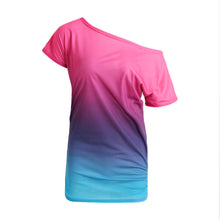 women-ruffled-o-neck-short-sleeve-t-shirt-rainbow-gradual-change-tops-casual-vestido-blusas-femininas-baratas BBL