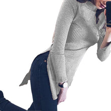 Turtleneck Long Sweater Ribbed Asymmetrical Long Slim Sweater Sexy Casual Side Split Women Sweaters Top GV453