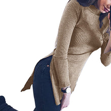 Turtleneck Long Sweater Ribbed Asymmetrical Long Slim Sweater Sexy Casual Side Split Women Sweaters Top GV453