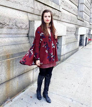 Vintage Flower Print V neck Pullover Shirt Women Lanern Sleeve Irregular Cotton Loose Blouses Tops
