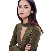 Vintage Pullover Sexy Deep V Slim Knit Top Elastic Jumper Long Sleeve Pull Femme Halter Screw Knitted Sweater Women