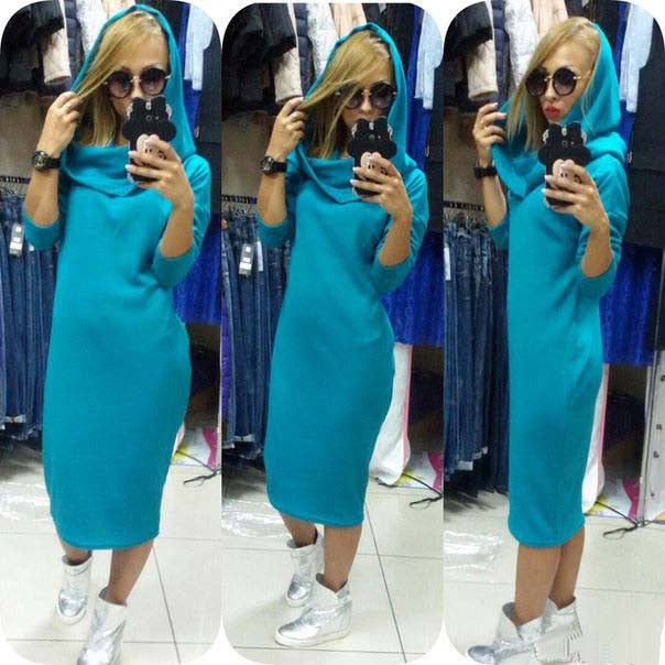 Hoody Dresses Sexy Club Women Dress Long Sleeve Leisure Hooded Dress Vestidos Q0030