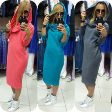 Hoody Dresses Sexy Club Women Dress Long Sleeve Leisure Hooded Dress Vestidos Q0030
