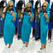 Hoody Dresses Sexy Club Women Dress Long Sleeve Leisure Hooded Dress Vestidos Q0030