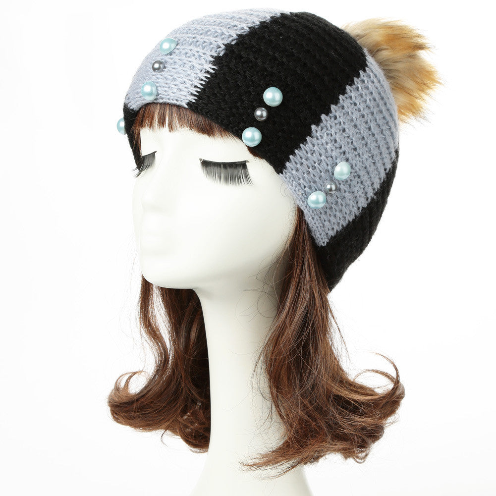 colorful-snow-caps-striped-knitted-beanie-hat-with-pom-pom-bead-for-women-femme-hip-hop-skullies-cap BBL