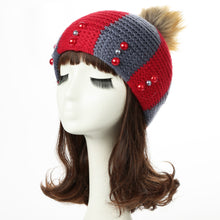 colorful-snow-caps-striped-knitted-beanie-hat-with-pom-pom-bead-for-women-femme-hip-hop-skullies-cap BBL
