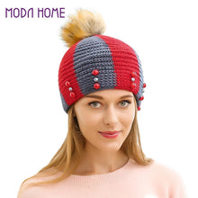 colorful-snow-caps-striped-knitted-beanie-hat-with-pom-pom-bead-for-women-femme-hip-hop-skullies-cap BBL