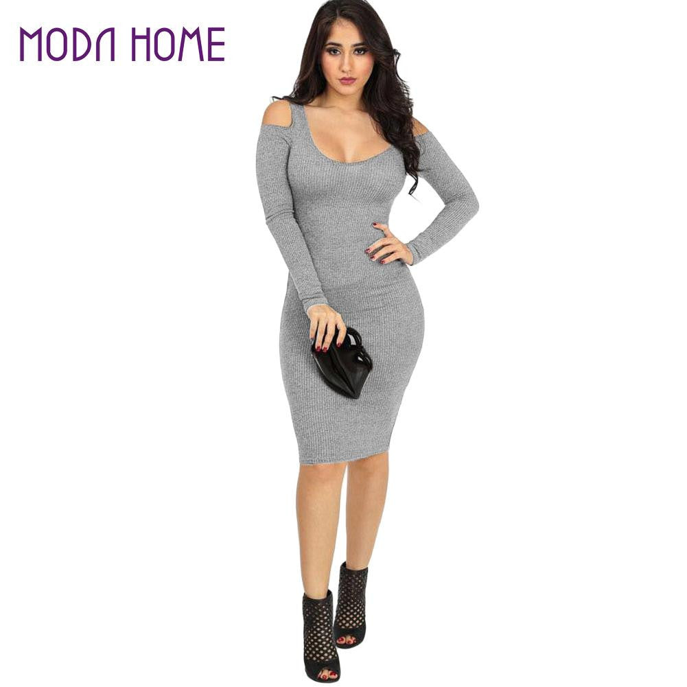 dress-new-fashion-grey-off-shoulder-long-sleeve-slim-fitting-knitted-sweater-dress-sexy-o-neck-party-dress-vestidos BBL