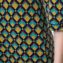 women-dress-contrastcolor-plaid-casual-dress-round-neck-button-three-quarter-sleeve-mini-dress-vestidos BBL