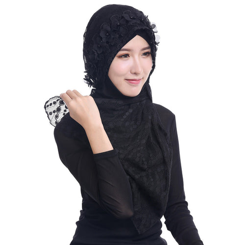 women-lace-muslim-hijab-islamic-outside-the-phi-cap-flower-beads-turban-headscarf-sheer-arab-headscarf-foulard-femme BBL