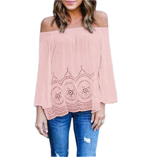Women Off Shoulder Ladies Slash Neck T Shirt Plus Size Sexy Patchwork Slim T-shirt Clothing Tops M0525